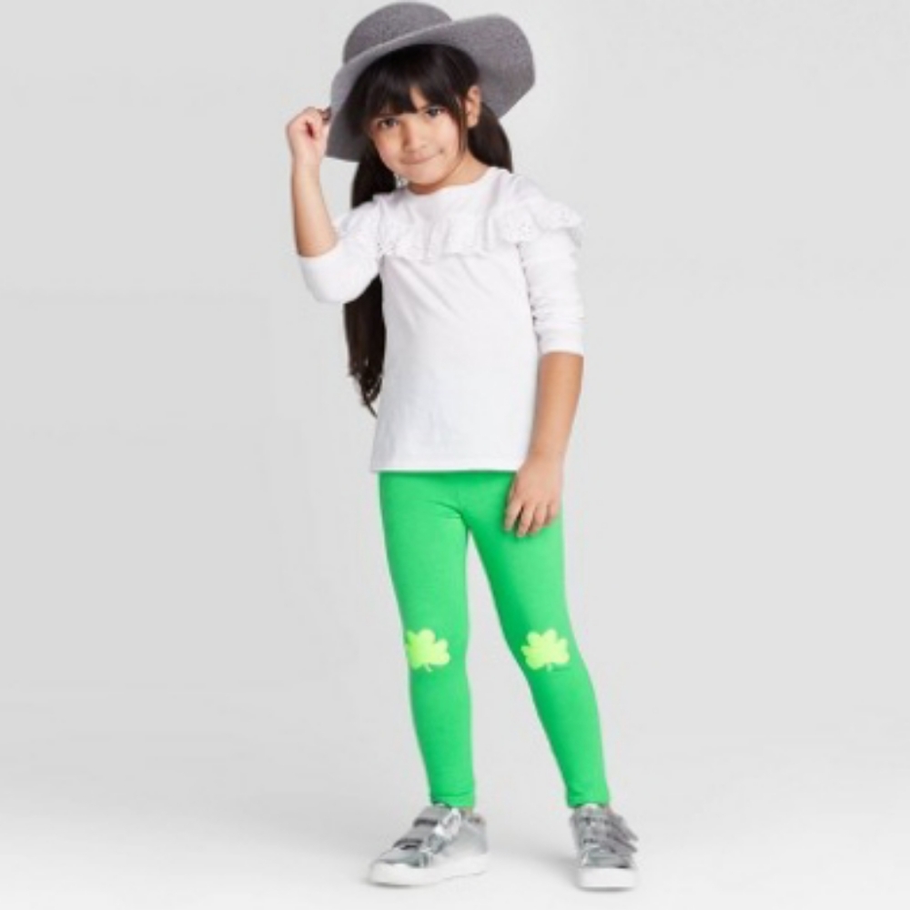 NWT Cat and Jack Girls Shamrock Leggings